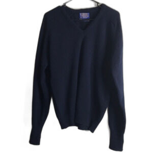 Pendleton 100% lambs wool pull over navy blue sweater size medium